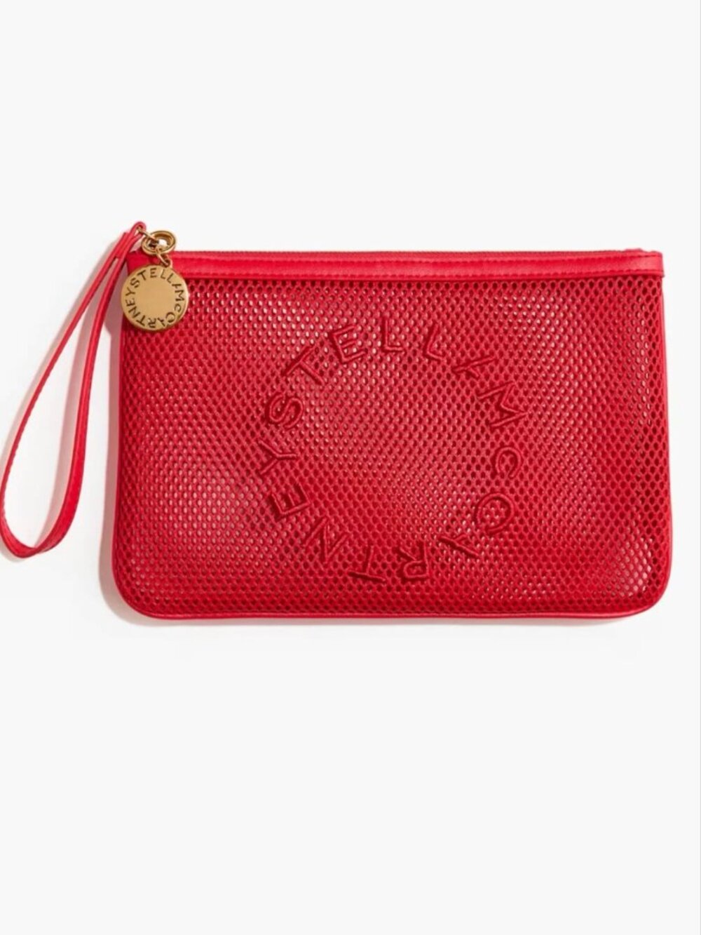 Stella McCartney H&M Red Mesh Wristlet Pouch with Gold Charm
